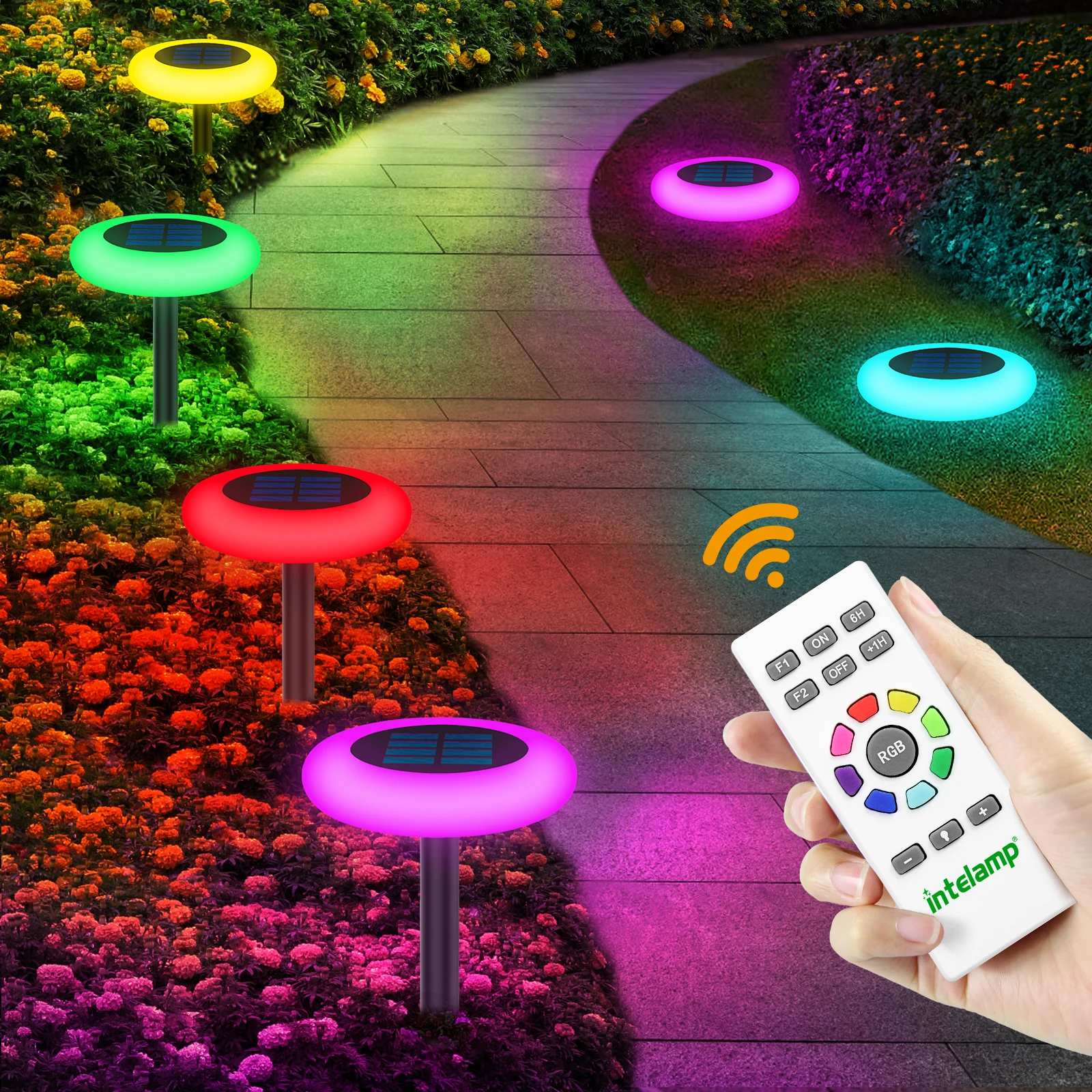 Outdoor Solar Licht Bunte Garten Landschaft Rasen Licht Wasserdichte Intelligente Licht Steuerung Solar Lampe Haus Hof Pathway Dekor