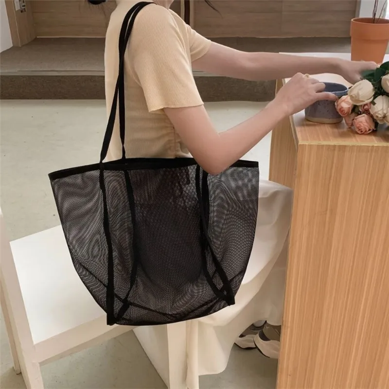 Neue Tasche transparentes Netz große Kapazität Umhängetasche modische Umhängetasche Damen leichte Einkaufstaschen Image