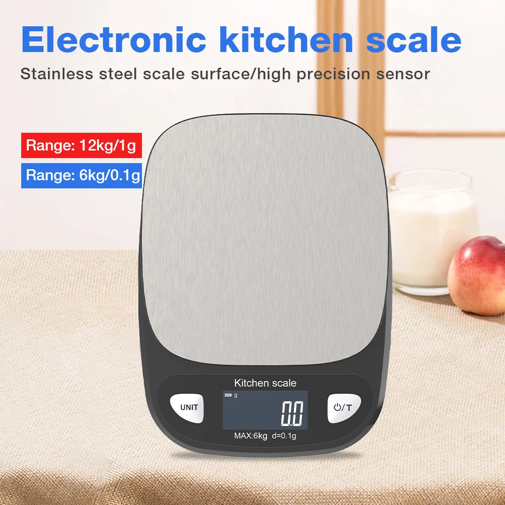 6/12KG Lebensmittel Küche Waage Genauigkeit Elektronische Waage LCD Digital Waage Schmuck Kaffee Lebensmittel Waage für Haushalt backen Image