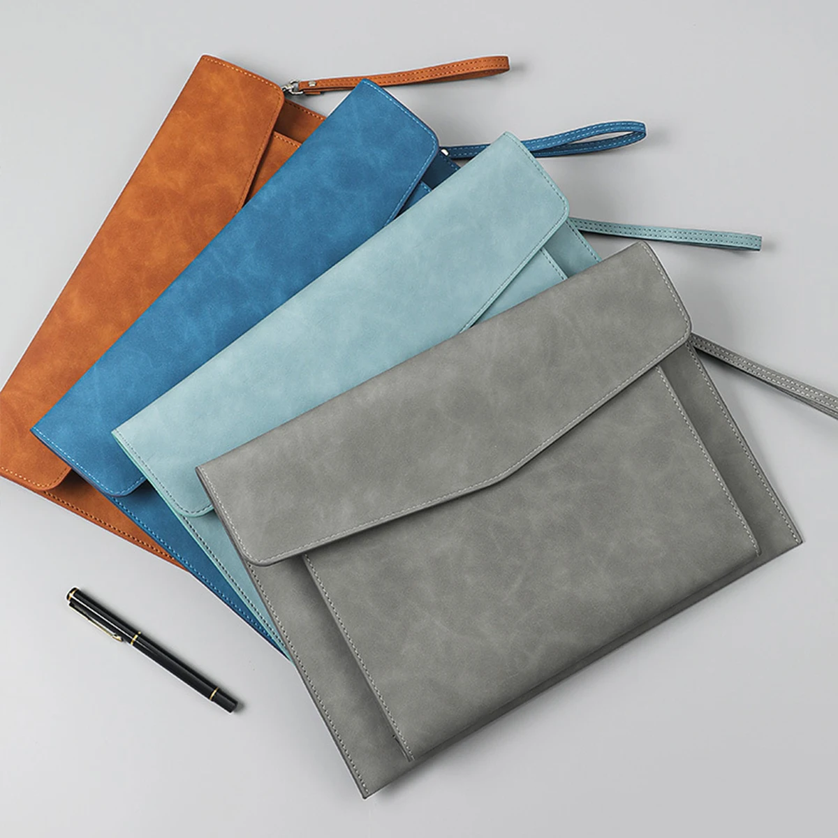 WQN 1 Stück Leder A4 Aktentasche Büro Große Kapazität 13,38 Zoll x 9,25 Zoll Datenspeicher Aktentasche Business Tragbare Besprechungstasche Image