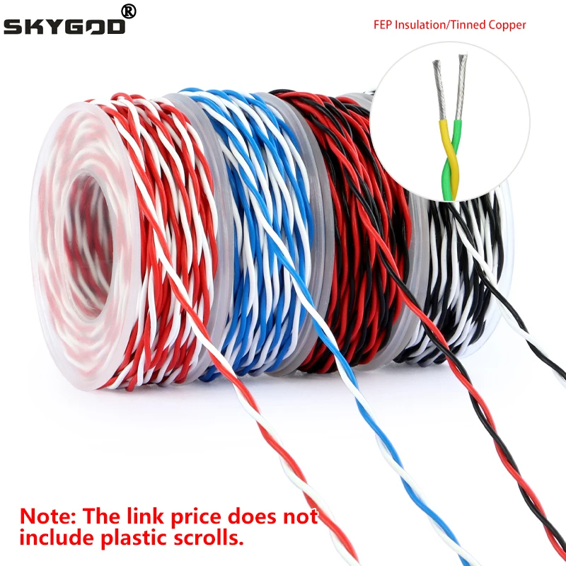1 ~ 20 m hitzebeständiges Kabel AFS200 Twisted Line 26/25/24/22/20/18/17/15/13 AWG Hochtemperatur-FEP-Elektrokabel aus verzinntem Kupfer Image