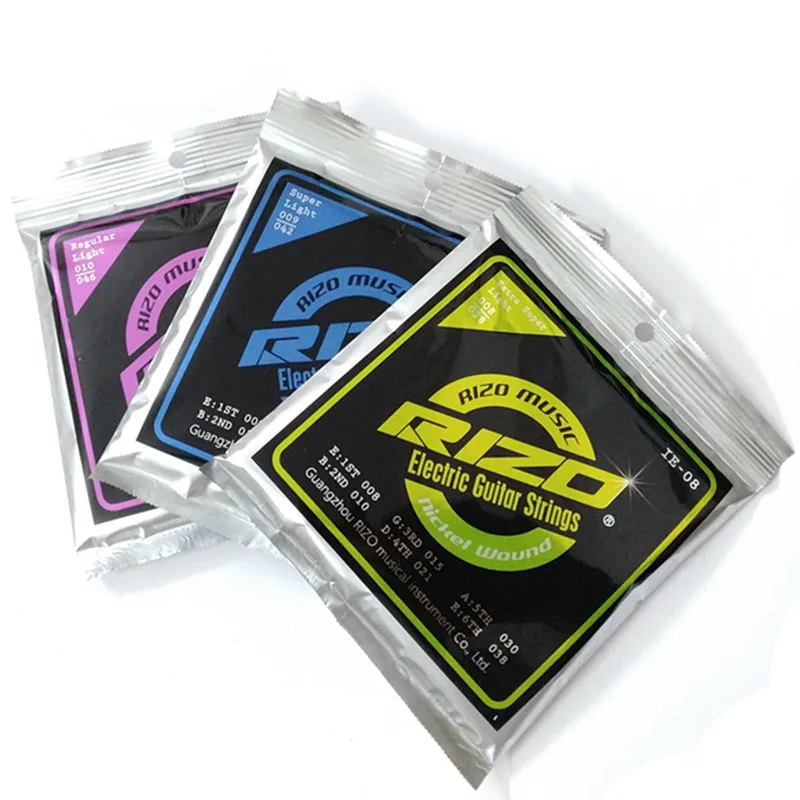 RIZO E-Gitarrensaiten 008-038 009-042 010-046 Bronze Nickel umsponnen Sechskantkern Zubehör Teile Image