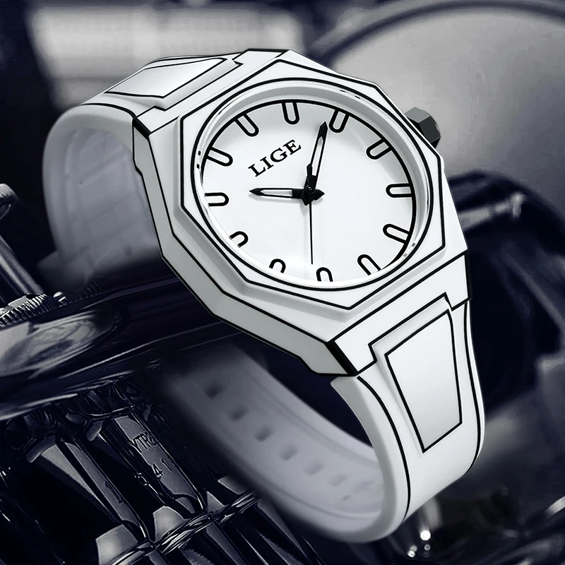 LIGE Top Marke Luxus Herren Uhren Mode Business Uhr Männer Silikon Sport Wasserdicht Militär Chronograph Quarz Armbanduhr Image