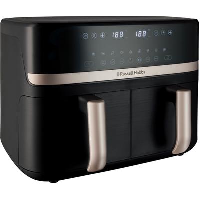 RUSSELL HOBBS Heissluftfritteuse "27680-56 s SatisFryTM Dual basket, 4,5L", schwarz, B:31,5cm H:39,2cm T:44,3cm, Fritteusen, Airfryer–wenig oder kein Öl erforderlich, 9 Programme, 4,5 L