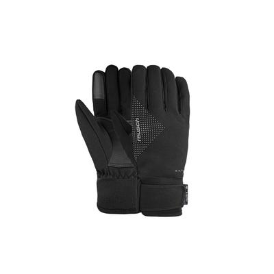 Laufhandschuhe REUSCH "Outdoor Sports R-TEX XT TOUCH-TEC™", Damen, Gr. XS, silber (schwarz, silberfarben), 91% Polyester, 6% Polyurethan, 3% Elasthan, mehrfarbig, klassisch, Handschuhe, mit Display-Bedienfunktion Image