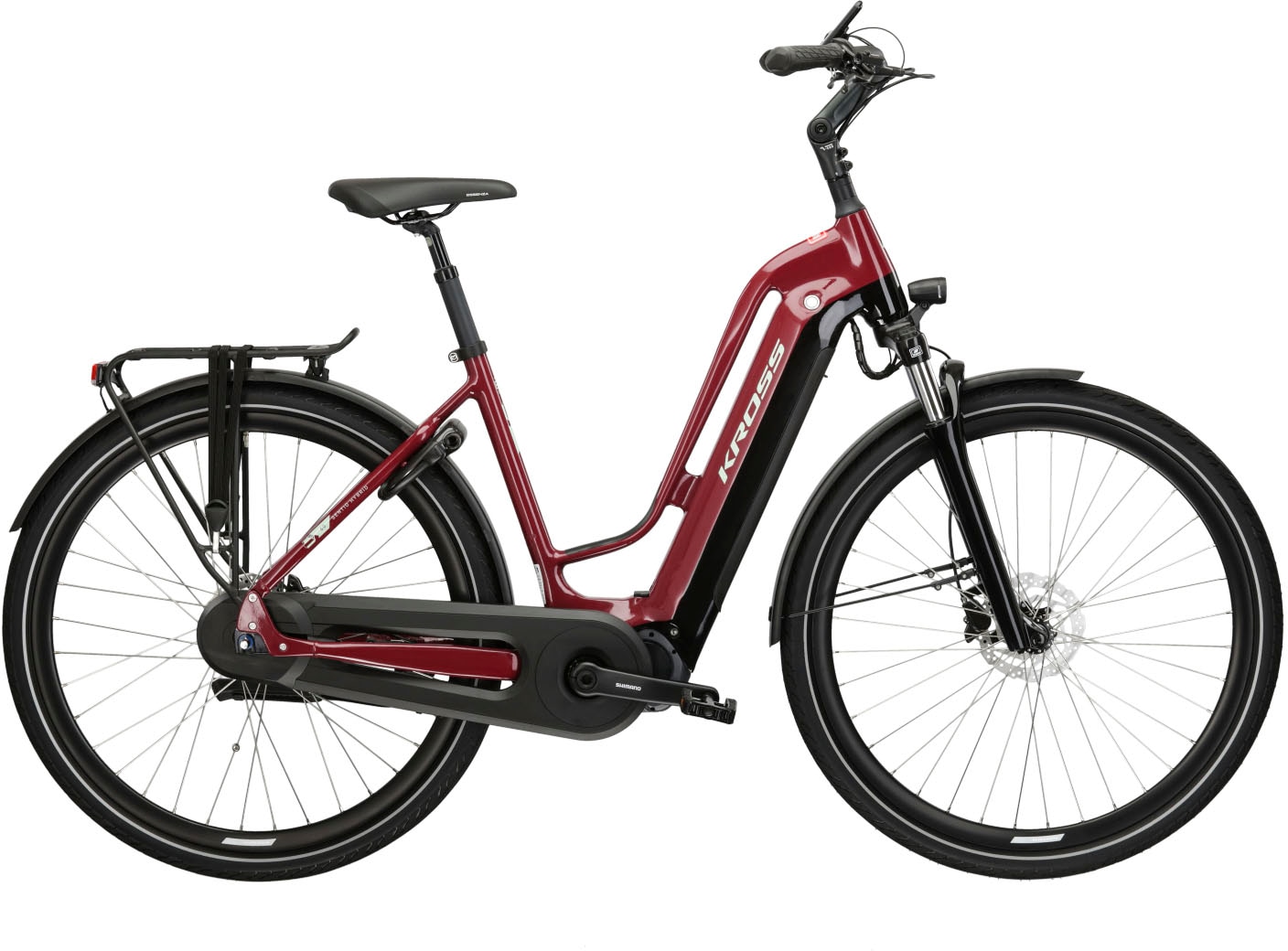 E-Bike KROSS "E-Citybike Damen Sentio 6.0 28" rot" Gr. 48, rot (rot, schwarz), Elektrofahrräder, 48cm, 28 Zoll (71,12cm), Pedelec, Elektrofahrrad für Damen und Herren Image