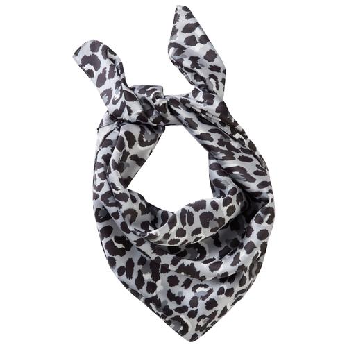 Halstuch LAURA SCOTT, Damen, grau (grau, schwarz), Satin, Polyester, Animalmuster, bedruckt, leicht glänzend, leicht durchscheinend, leicht transparent, feminin, Modetücher, mit trendigem Allover-Leopard-Muster - NEW