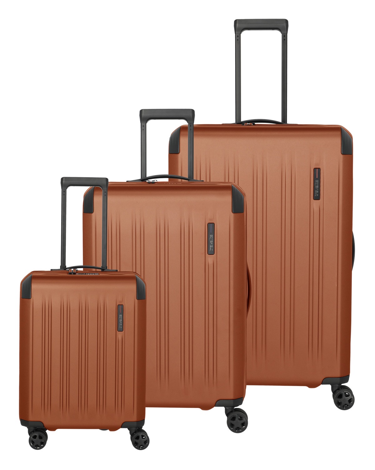 Trolleyset TRAVELITE "DYNAMIIC S/M/L, verschiedene Farben", rosa (kupfer), ABS, unifarben mit Farbeinsätzen, Koffer-Sets, Hartschalen-Koffer ABS Volumenerweiterung bei M/L Image