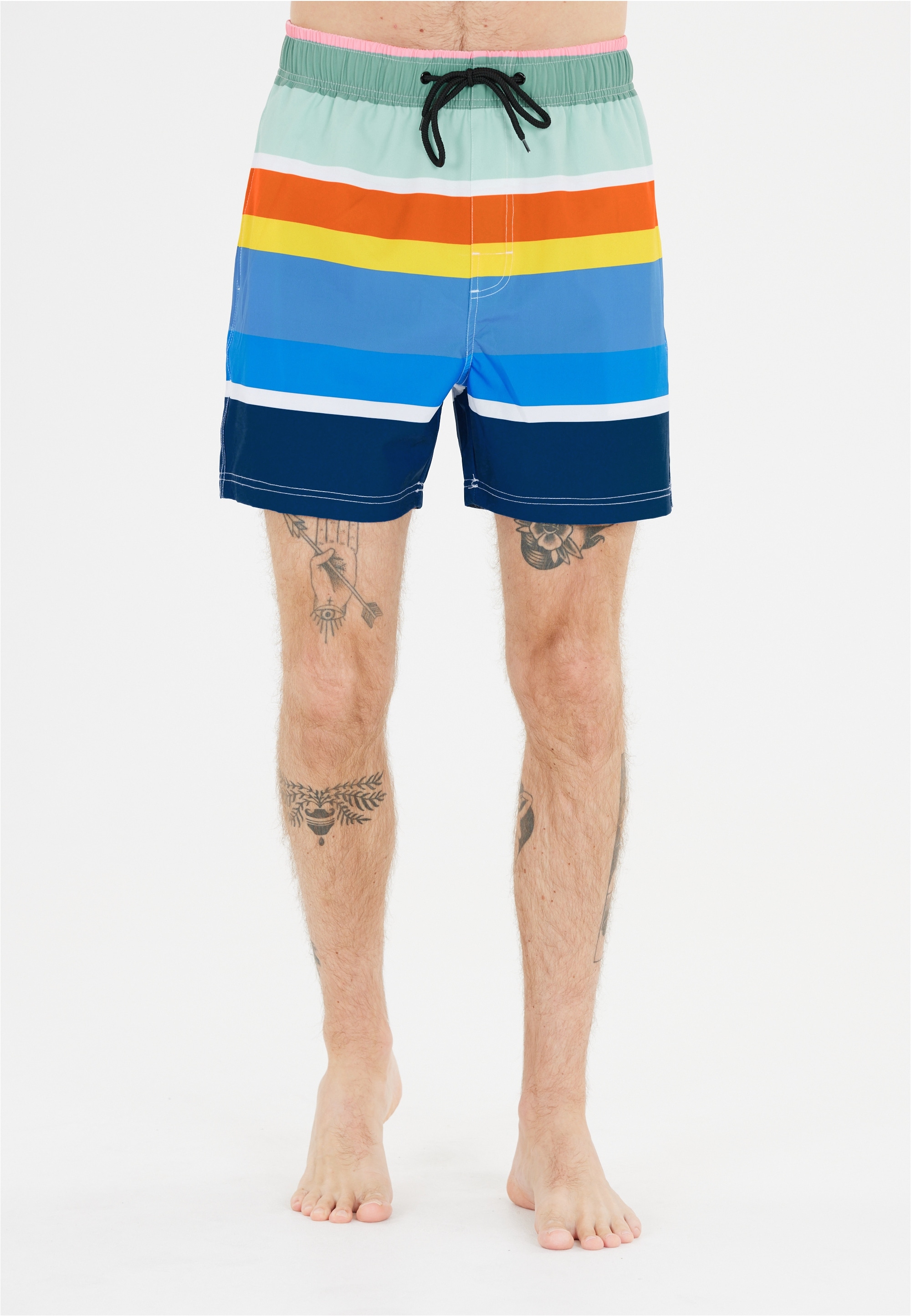 Badeshorts CRUZ "Toby", Herren, Gr. M, US-Größen, blau (blau, orange), Elasthan, Polyester, bedruckt, mehrfarbig, Badehosen Badeshorts, im lässigen Print-Design