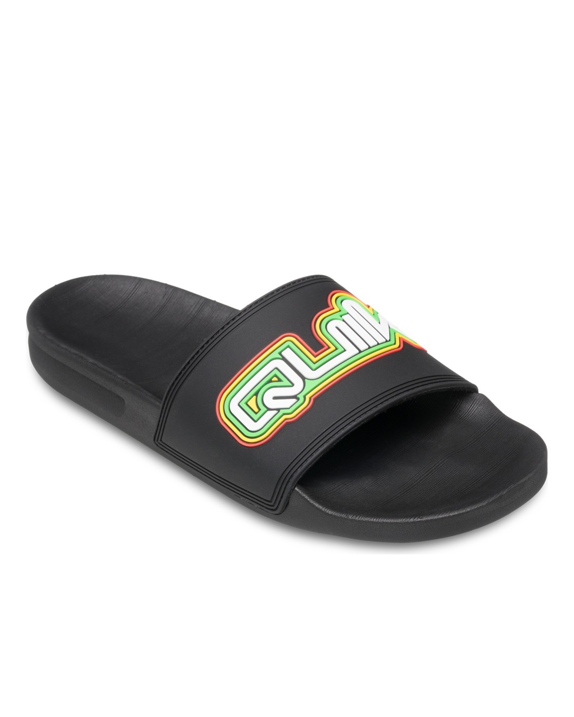 Sandale QUIKSILVER "Rivi", Herren, Gr. 13(46), schwarz (schwarz, rasta), Obermaterial:Obermaterial: Synthetikmaterial / Außensohle: Gummi;, Schuhe Sandale
