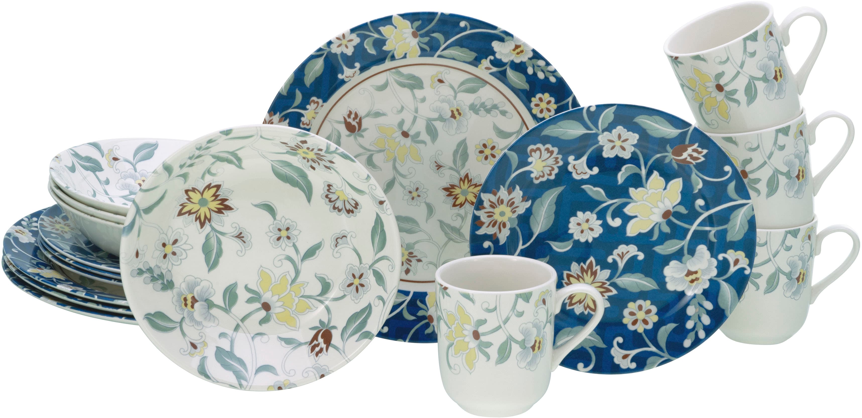 Kombiservice CREATABLE "Odessa, Kombi-Service 16-tlg", bunt, 16 Stk., Steingut, Geschirr-Sets, Kombiservice, Blumendekor