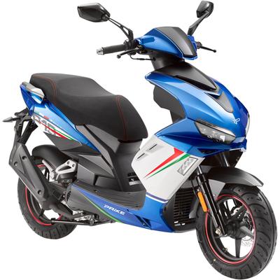 Motorroller PRIKE "PRIKE P19 50 Sport, E5 (45km/h)", blau (blau, schwarz), Motorroller & Mofas, ohne Topcase, 45 km/h, B:69cm H:113cm L:184,5cm