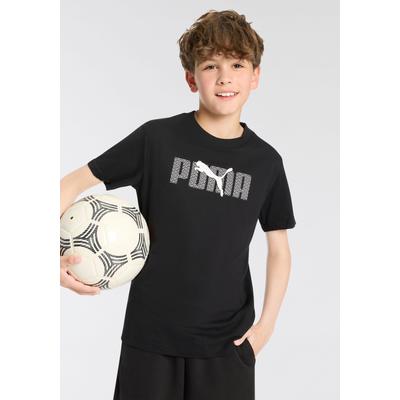 T-Shirt PUMA "ESS LOGO LAB TEE B", Kinder, Gr. 140, schwarz (puma schwarz), Jersey, Obermaterial: 100% Baumwolle, unifarben, sportlich, regular fit normal, Rundhals, Kurzarm, Shirts Image