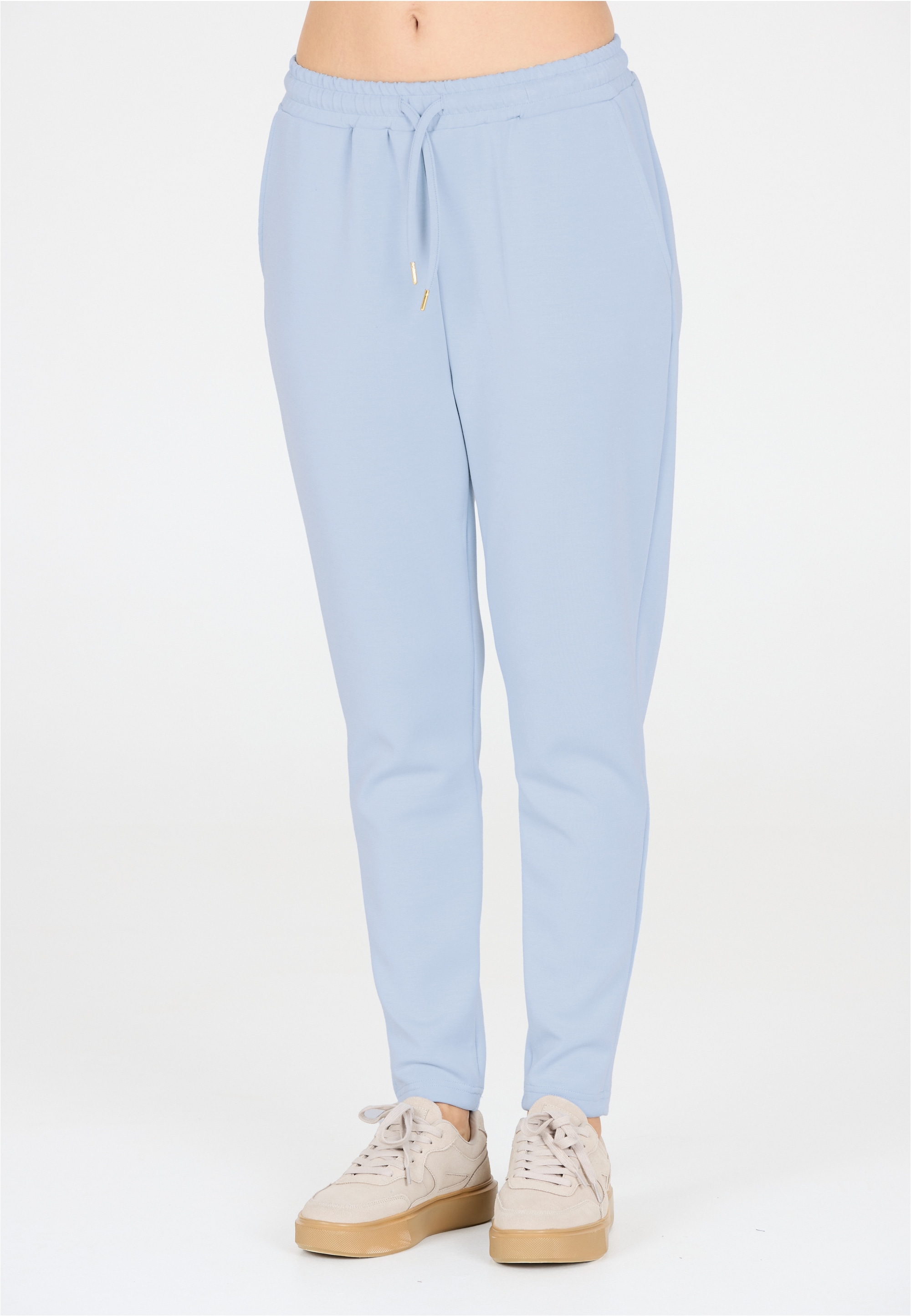 Sweathose ATHLECIA "Jacey", Damen, Gr. 38, EURO-Größen, blau (hell, denim), 51% Polyester, 44% Modal, 5% Elasthan, unifarben, lang, Hosen Sweathose, aus weichem Modalmix