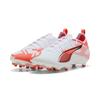 Fußballschuh PUMA "ULTRA 5 PRO FG/AG Fußballschuhe Jugendliche", Kinder, Gr. 35.5, weiß schwarz glowing rot, Obermaterial: Textil, Synthetik; Futter: Textil, Synthetik; Innensohle: Textil; Laufsohle: Synthetik, Schuhe