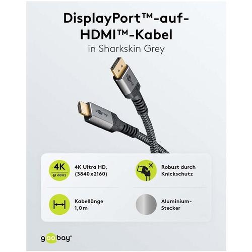 goobay DisplayPort auf HDMI-Kabel 4K - 2 m