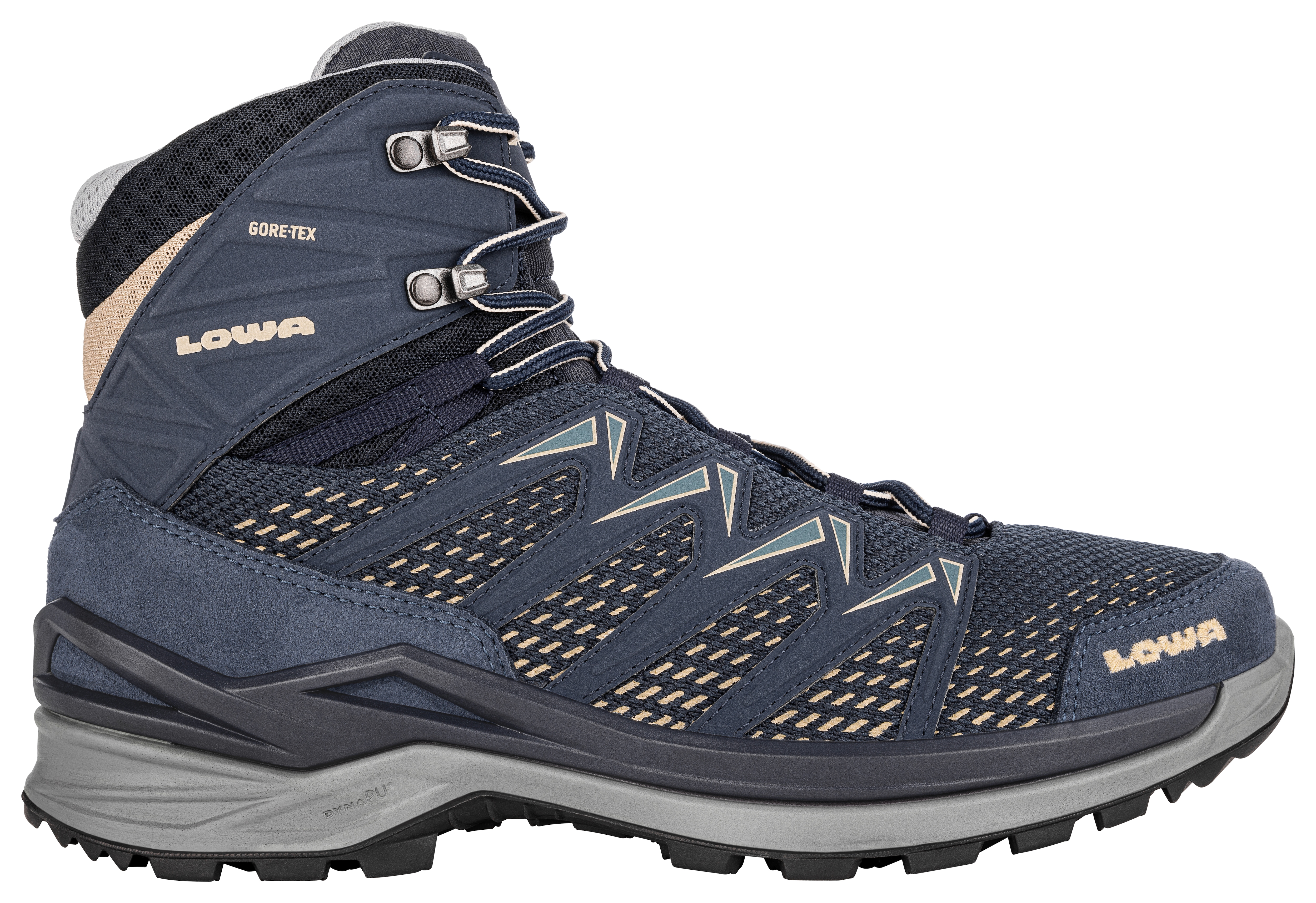 Wanderschuh LOWA "INNOX PRO GORE-TEX MID", Herren, Gr. 45, jeans, dune, Synthetik, Textil, Schuhe Wanderschuh, wasserdicht