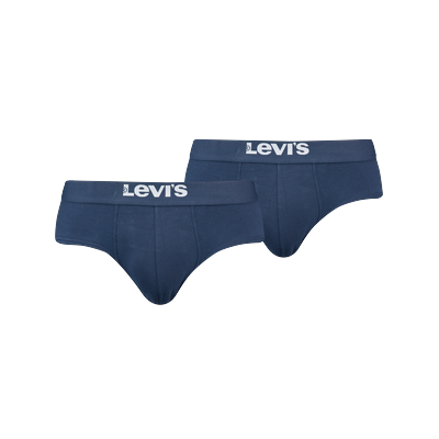Slip LEVI'S "LEVIS MEN SOLID BASIC BRIEF ORG CO 2P", Herren, Gr. XL, blau (navy), Obermaterial: 95% Baumwolle, 5% Elasthan, eng, Unterhosen, mit kontrastreichem Logobund, ohne Eingriff Image