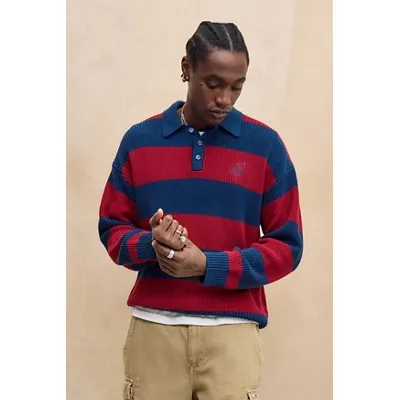 BDG Red & Blue Stripe Knit Rugby Shirt M at Urban Outfitters