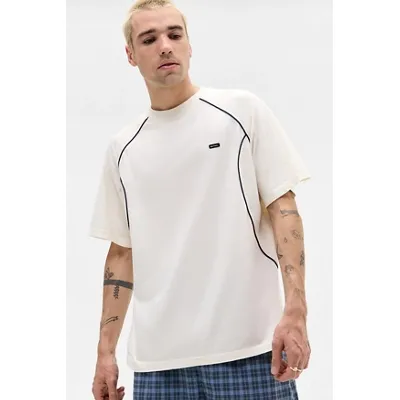 iets frans. Ecru Waffle Panel T-Shirt - Cream L at Urban Outfitters