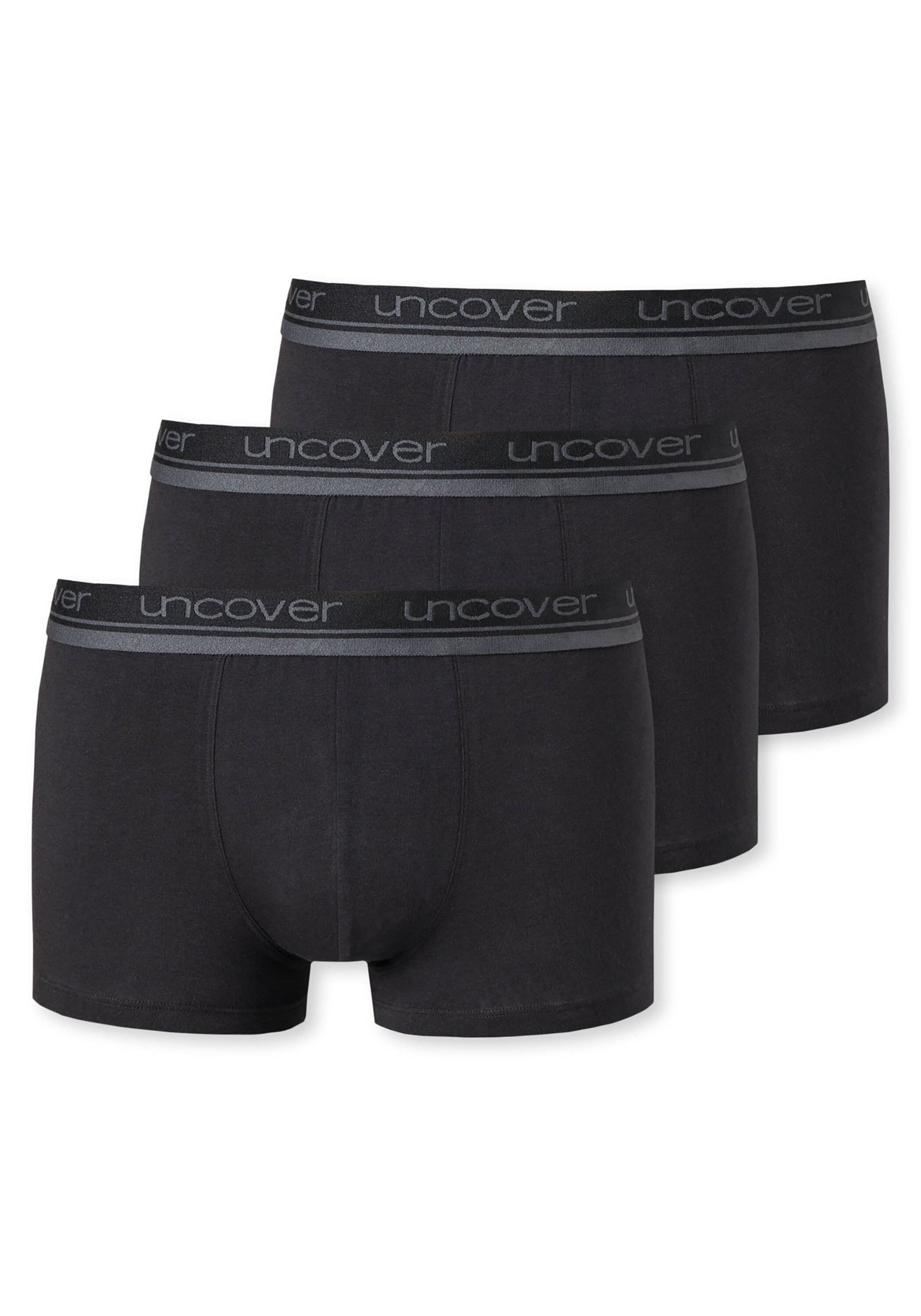 Boxershorts UNCOVER BY SCHIESSER "Boxershort 3er Pack", Herren, Gr. XXL, schwarz, Obermaterial: 95% Baumwolle CO. 5% Elasthan EL., Unterhosen