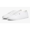 Sneaker TOMMY HILFIGER "CANVAS LACE UP SNEAKER", Damen, Gr. 35, weiß, Baumwolle, unifarben, sportlich, Schuhe, Freizeitschuh, Halbschuh, Schnürschuh mit gestickter Logoflagge, Topseller
