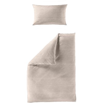 Bettwäsche BIERBAUM "4134", beige, B/L: 155cm x 220cm, , Seersucker, B: 80cm, Seersucker, Obermaterial: 100% Baumwolle, Bettwäsche, Premium Mako-Satin Seersucker, 100 % Baumwolle, bügelfrei Image