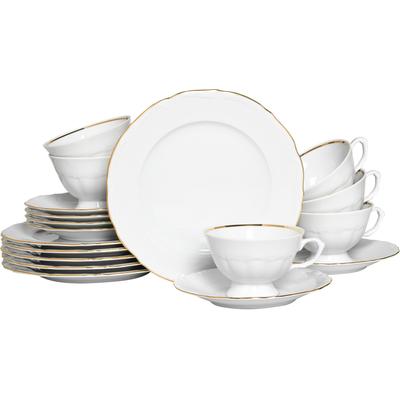 Kaffeeservice CREATABLE "Maria Theresia, KaffeeService 18-tlg", gold (weiß, goldfarben), 18 tlg., Porzellan, Geschirr-Sets, Traditionelle Porzellanform Image