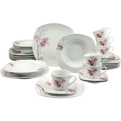 Kombiservice CREATABLE "Amelie Aiko, Kombi-Service 30-tlg", weiß, 30 tlg., Porzellan, Geschirr-Sets, Blumendekor Image