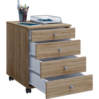 Container VCM "Rollcontainer Bürocontainer Schublade Lona 50 cm" Gr. 42, sonoma, eiche (sägerau), B:42cm H:57cm T:50cm, Obermaterial: 100% Holz Wood., Schränke, Rollcontainer Image