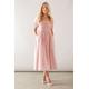 Wallis Womens Petite Linen Mix Puff Sleeve Midaxi Dress - Pink - Size 18 UK | Wallis Sale | Discount Designer Brands