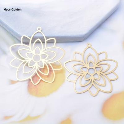 TEMU 6pcs Of Brass Painted Flower Charms With For Diy Women's Earring Making Jewelry Accessories. Image