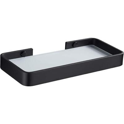 Rechteckiges Badezimmer-Aufbewahrungsregal aus gehärtetem Glas, nagelfreier Dusch-Organizer, Image
