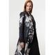 Karen Millen Womens Tailored Crepe Placed Floral Full Skirted Double Breasted Jacket - Monochrome Multi - Size 8 UK