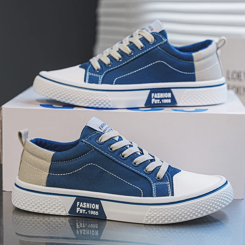 Canvas shoes four seasons men's casual shoes students flat shoes fashion soft-sole outdoor walking shoes youth Joker board shoes