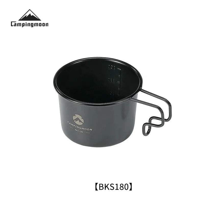 CAMPINGMOON Ultraleichter Titanbecher BKS-180 Outdoor Camping Kaffeegeschirr mit Griff zum Wandern Kochen Sierra Cup Image