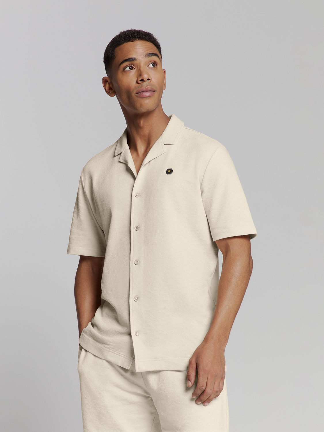 Langarmhemd NO EXCESS "No Excess Jersey-Hemd", Herren, Gr. M, Normalgrößen, beige (beigemeliert), 73% Baumwolle, 27% Polyester, regular fit, Hemden