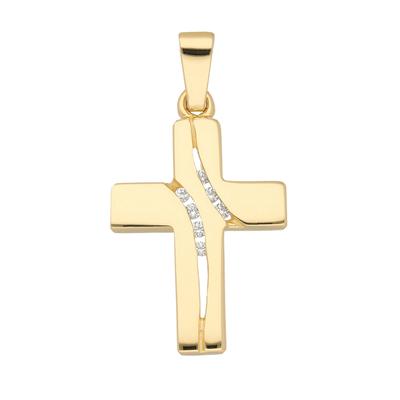 Kreuz-Anhänger ADELIA´S "Damen & Herren 333 Gold Kreuz Anhänger mit Zirkonia", gold, Schmuckanhänger, Damen, Gold, mit Zirkonia für Damen & Herren Image
