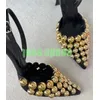 Dame Gold Metall Design Spitz Party Pumpen Sexy Schwarz Strap High Heels Elegante Bankett Schuhe Neu Kommen Runway Pumpen Größe