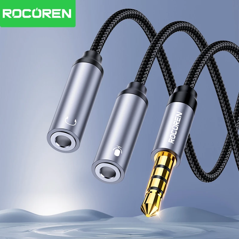 Rocoren 3,5 mm Klinke Aux-Kabel 2-Wege-Stecker auf doppelte Buchse Audio-Adapter-Splitter für TV-Box-Kopfhörer, Telefon, Tablet, Lautsprecherkabel Image