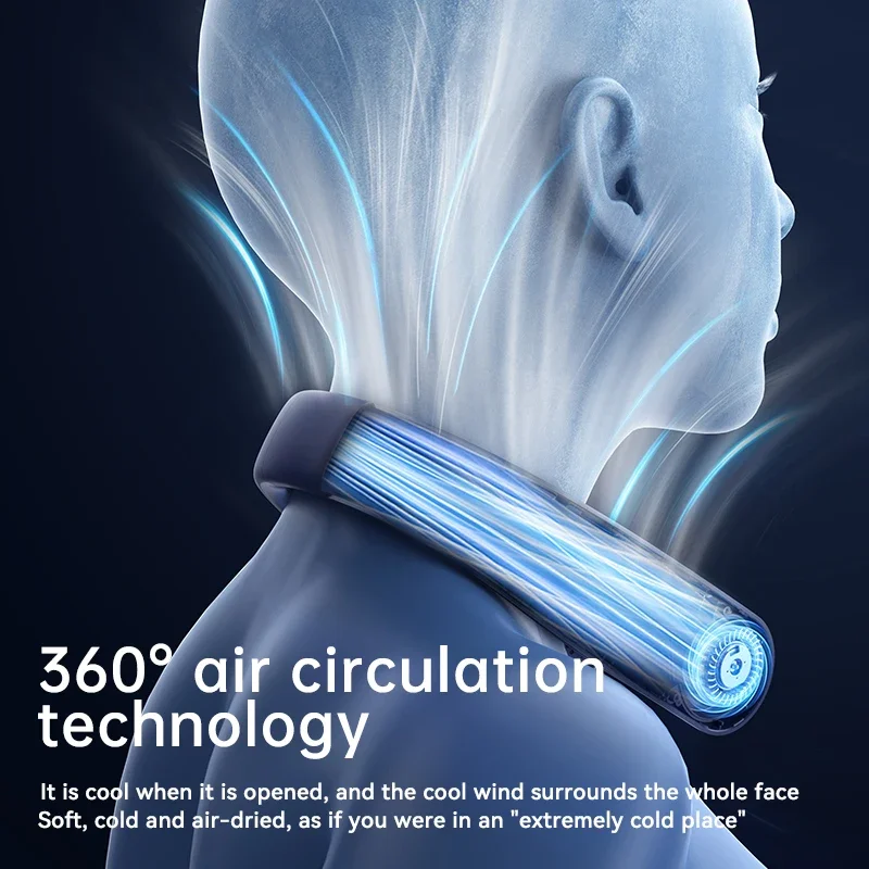 10000 mAh tragbarer Nackenventilator, Mini-Blattloser, leiser Nackenbügelventilator, USB wiederaufladbar, 3 Geschwindigkeiten, stumm, kabellose elektrische Nackenkühler-Ventilatoren Image