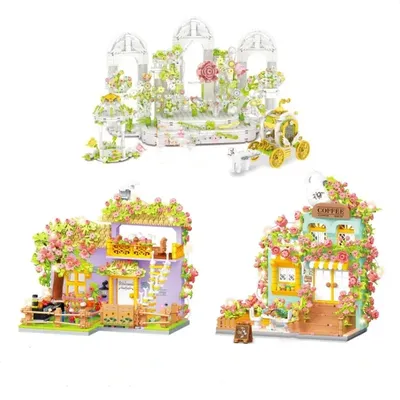 Leichte Blume Hochzeit Schloss Mini Bausteine Spielzeug kreative Garten DIY pädagogische Blöcke Spielzeug für Mädchen Jungen Geschenk Image