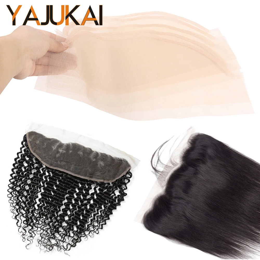 5Pcs Haarnetz HD Spitze Net Für Belüftung Schweizer Spitze Net Für Die Herstellung Von Frontal Verschluss Braun Klar 2*4 4*4 13*4 Basis Weben Net Image