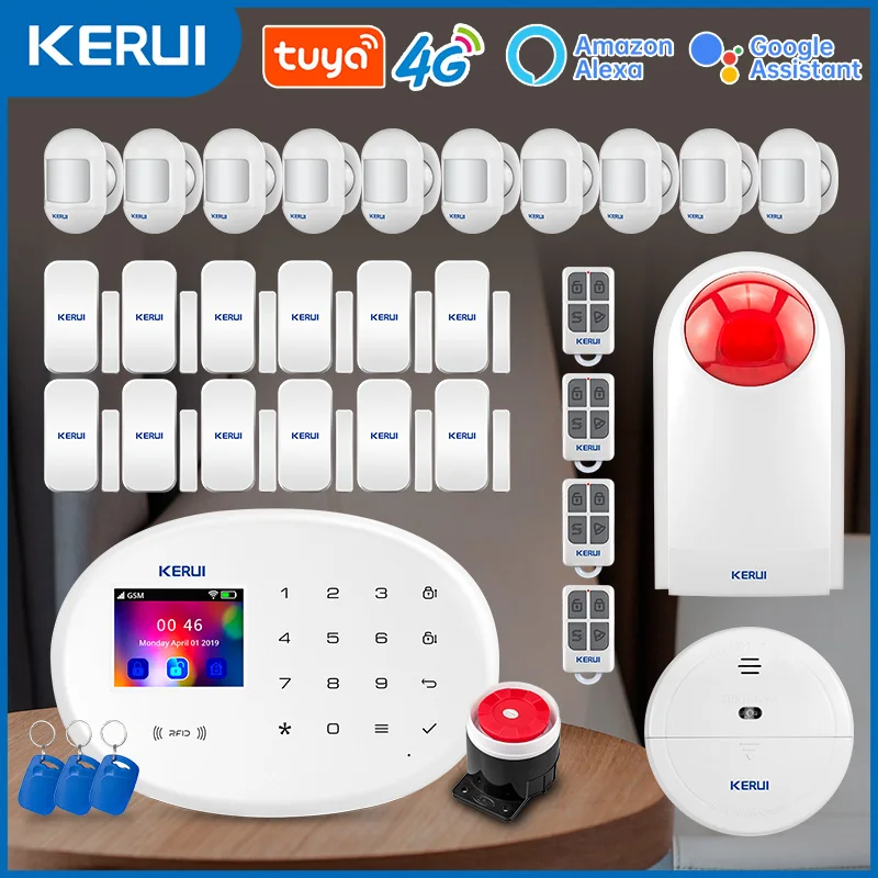 KERUI W204 4G Home Alarm Security System WIFI GSM Alarm Scharf/Unscharf für Home Security Tuya Smart Arbeit Alexa Motion Sensor Sirene Image