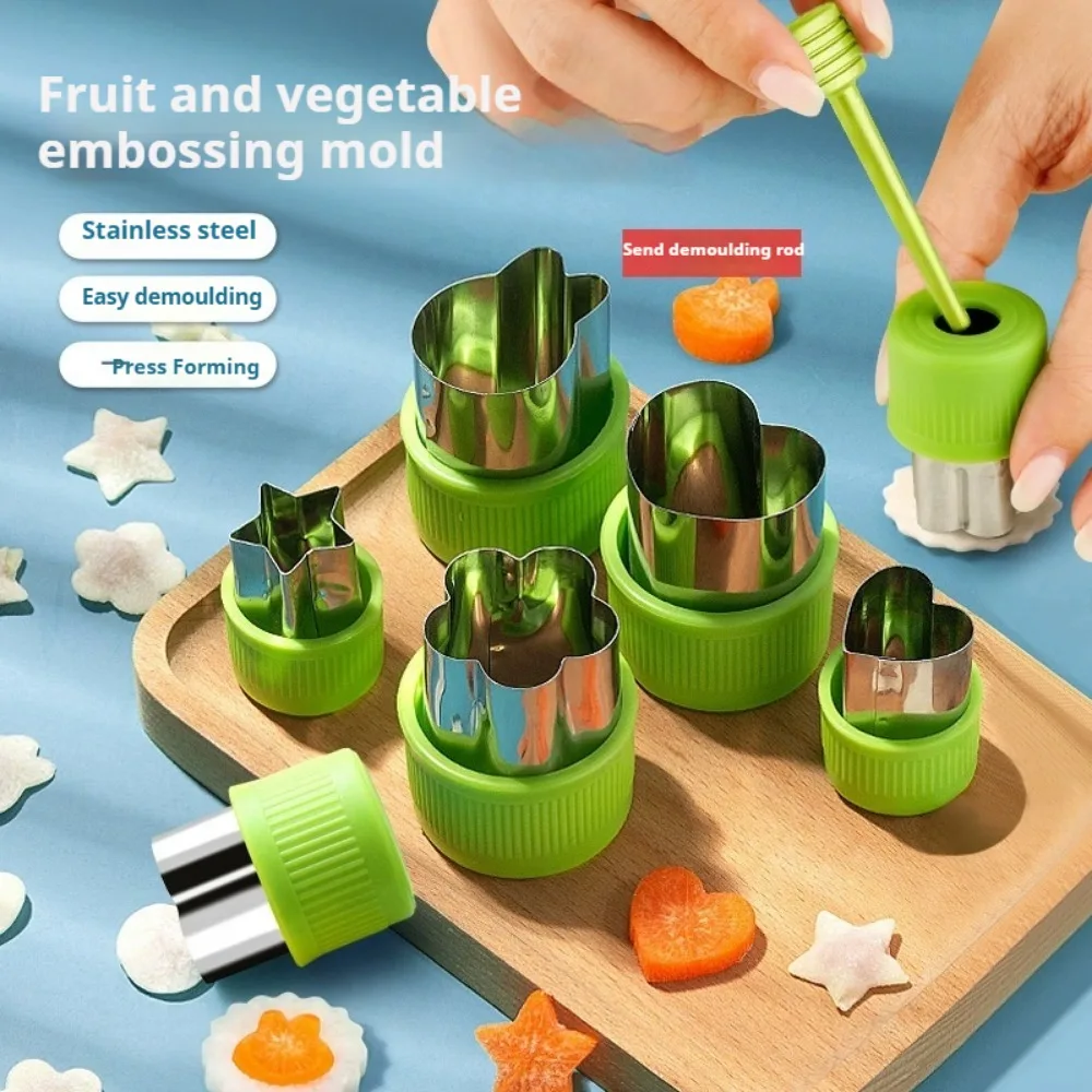 9PCS Edelstahl Gemüse Cookie Cutter Formen Set Obst und Cookie Stempel Form für Kind Küche Spielzeug DIY Backen Werkzeuge Image