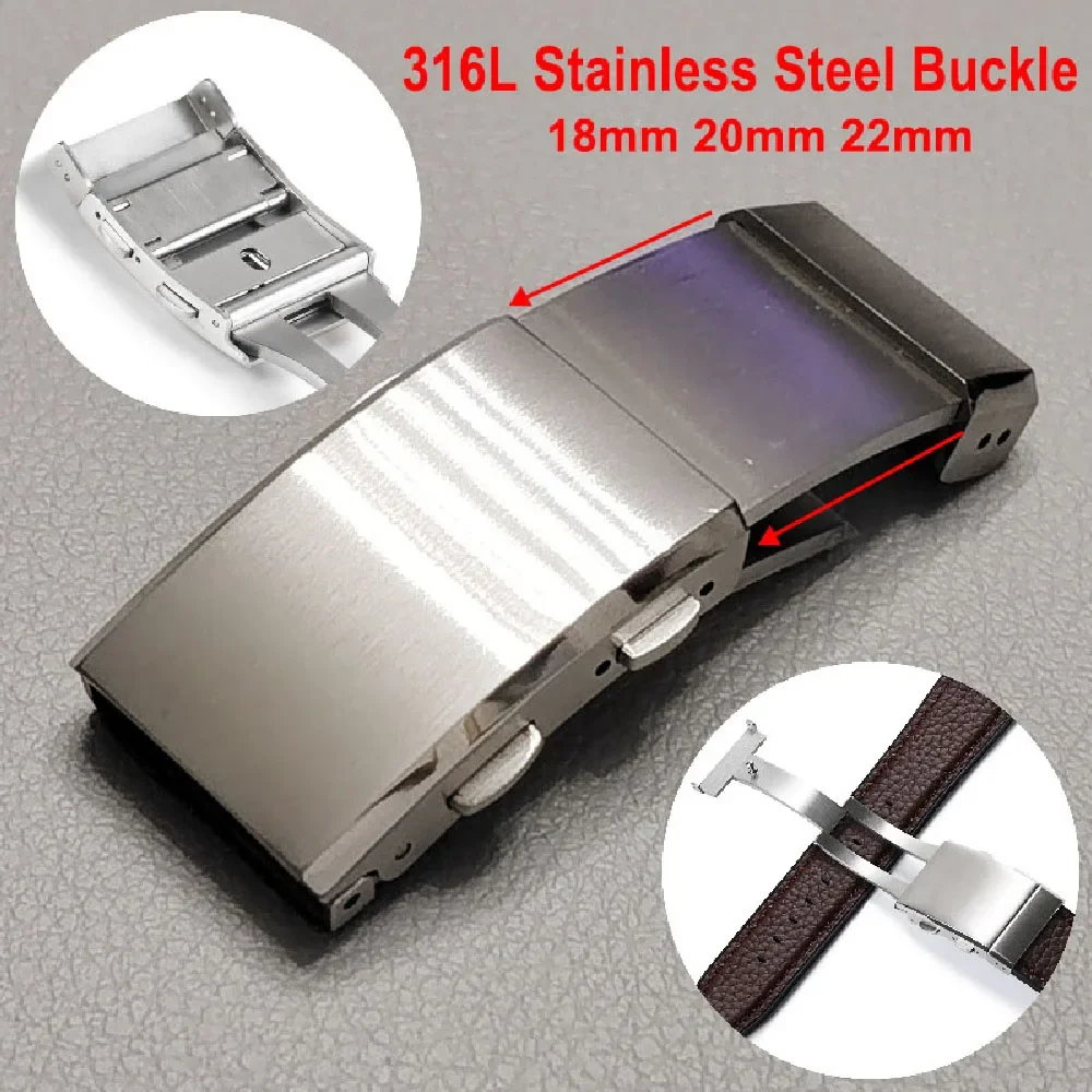 Watch dives Uhren verschluss 18mm 20mm 22mm Silber Falt sicherheit gefräster Verschluss Ersatz 316l Edelstahl Einsatz Uhren schnalle Image