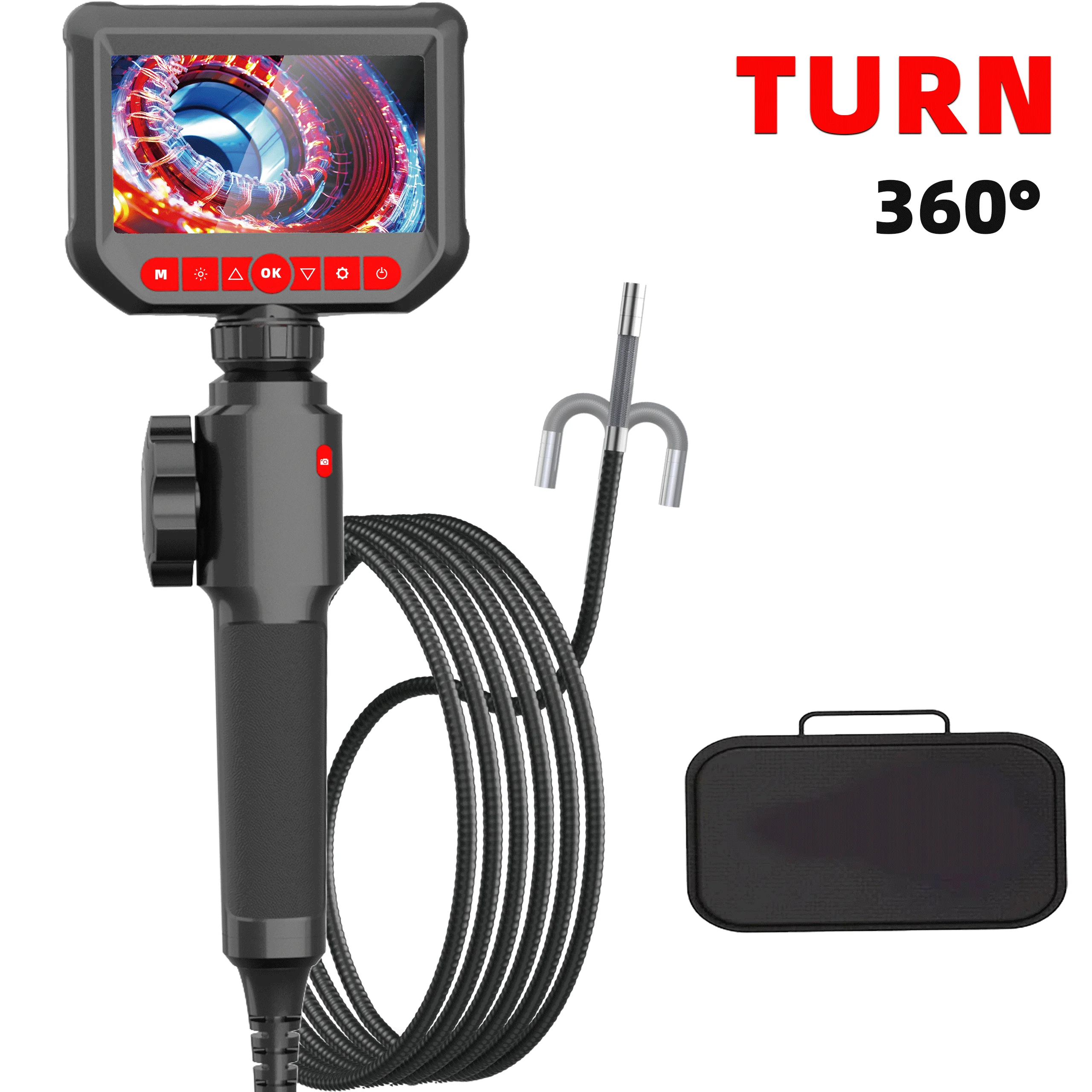 1080P 360 Auto Rohrleitungen Rotary Automotive Boroskop Video Rohrleitungen Endoskop Ingoskop Mit Artikulation Kamera Inspektion Gerät Image