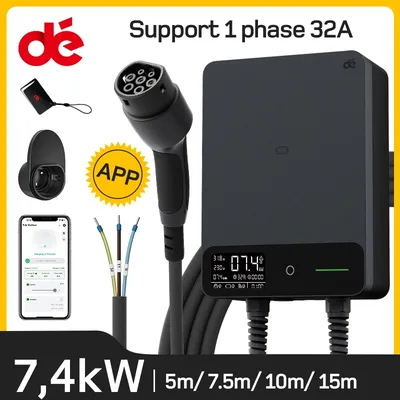 dé Wallbox 7,4 kW 6a-32a mit App-Ladestation für Elektro fahrzeuge mit 5m 7m 10m 15m Typ 2 Ladekabel mit RCD-Typ Image