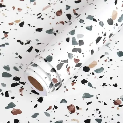 Terrazzo Kontakt papier weiß wasserdicht selbst klebende Tapeten rolle Granit Arbeits platte Dekor schälen und kleben Aufkleber für die Küche Image
