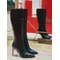 Red Rubber Simple Genuine Office Lady Shoes Women Black Matte Leather Boots Knee Stiletto Heels Side Zipper Casual Work Pointed